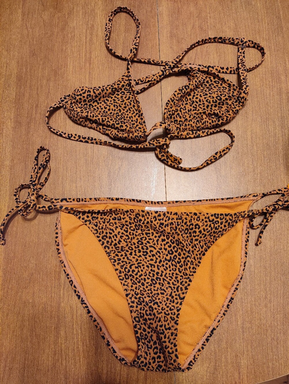 Women’s Leopard Print Tie-Side Bikini - Orange/BlackXhilaration Top XS& Bottom M